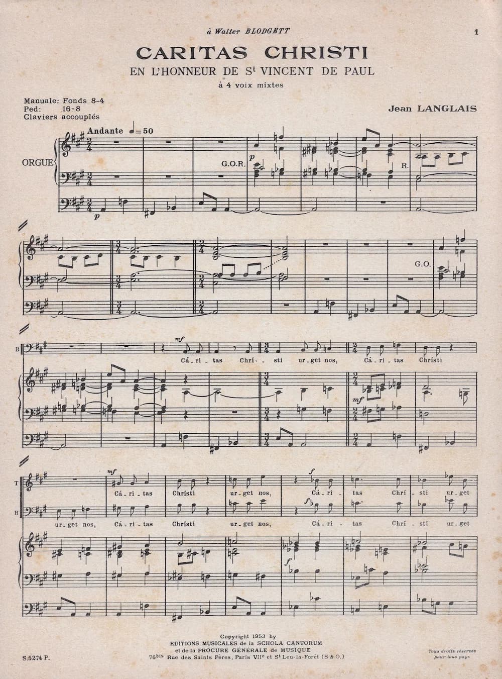 Caritas Christi for SATB and organ or orchestra