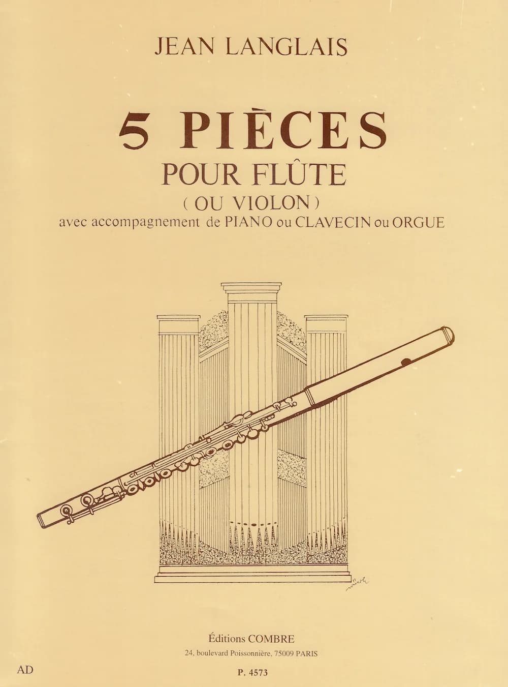 Cinq Pièces for flute (or violin) and piano or harpsichord or organ