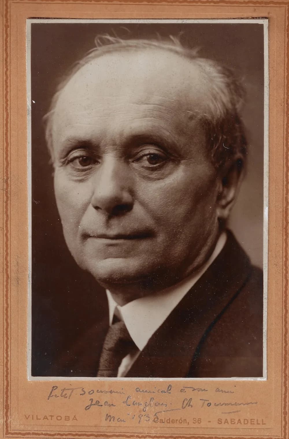 Photo de Charles Tournemire dédicacée à Jean Langlais