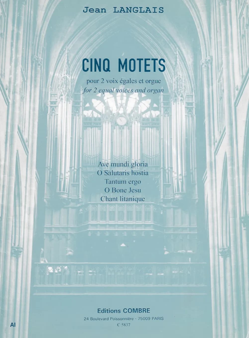Cinq Motets, 2 equal voices and organ